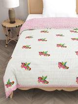 Handblock Printed Cotton Reversible Kids Razai/ Quilt- 60x90 inches