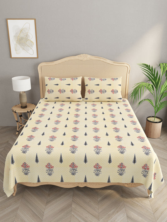 Cotton Linen Super King Bedsheet with 2 Pillow Covers