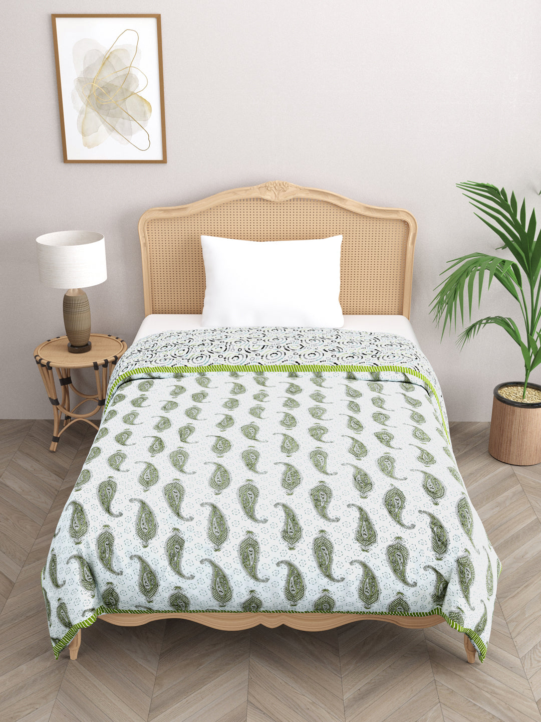 Ethnic Motifs Printed Single Bed Cotton Quilt with Cotton filling 60*90 Inches