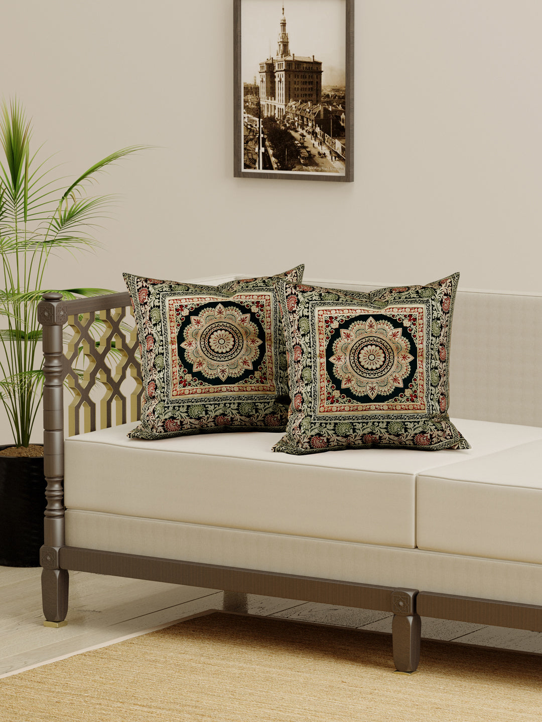 Set of 2 Banarasi Cushion Cover - 16 Inches