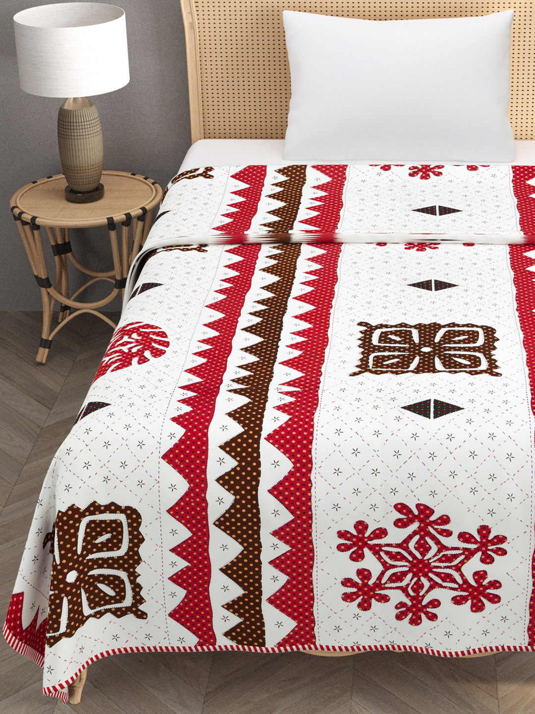 Ethnic Printed Reversible Single Bed Cotton AC Blanket | Lightweight Summer Dohar 60x90 inches
