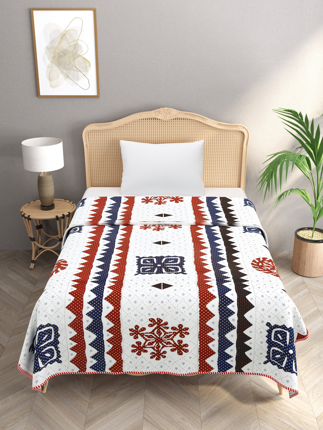Ethnic Printed Reversible Single Bed Cotton AC Blanket | Lightweight Summer Dohar 60x90 inches