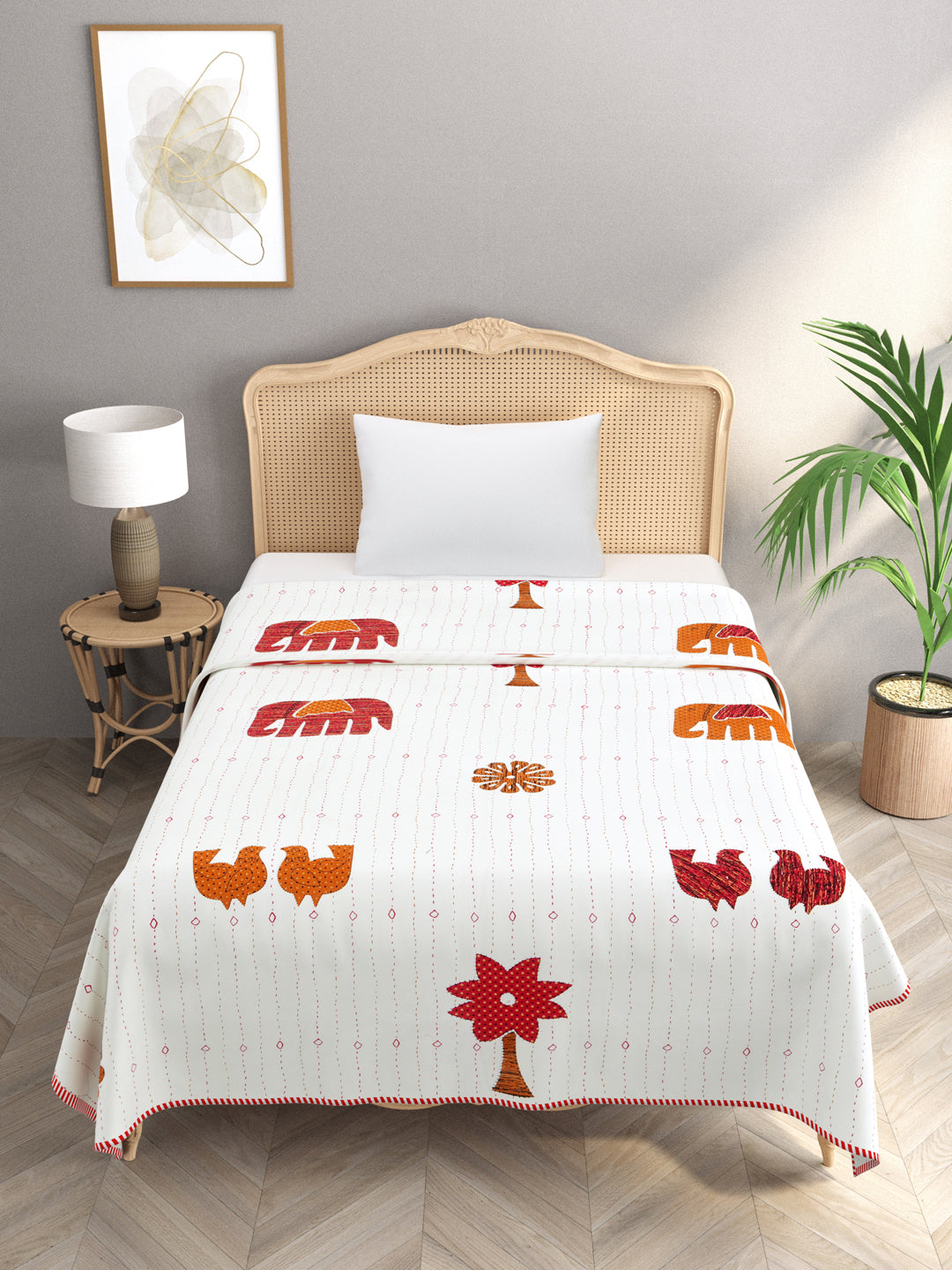 Ethnic Printed Reversible Single Bed Cotton AC Blanket | Lightweight Summer Dohar 60x90 inches