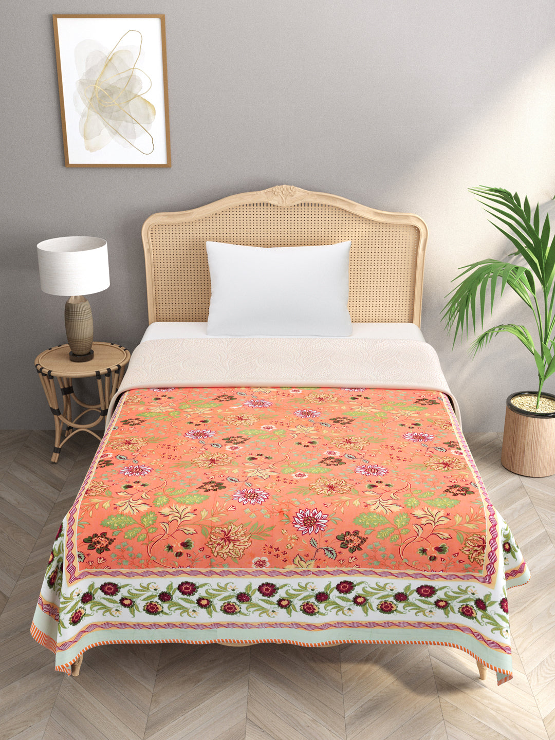 Ethnic Printed Reversible Single Bed Cotton AC Blanket | Lightweight Summer Dohar 60x90 inches