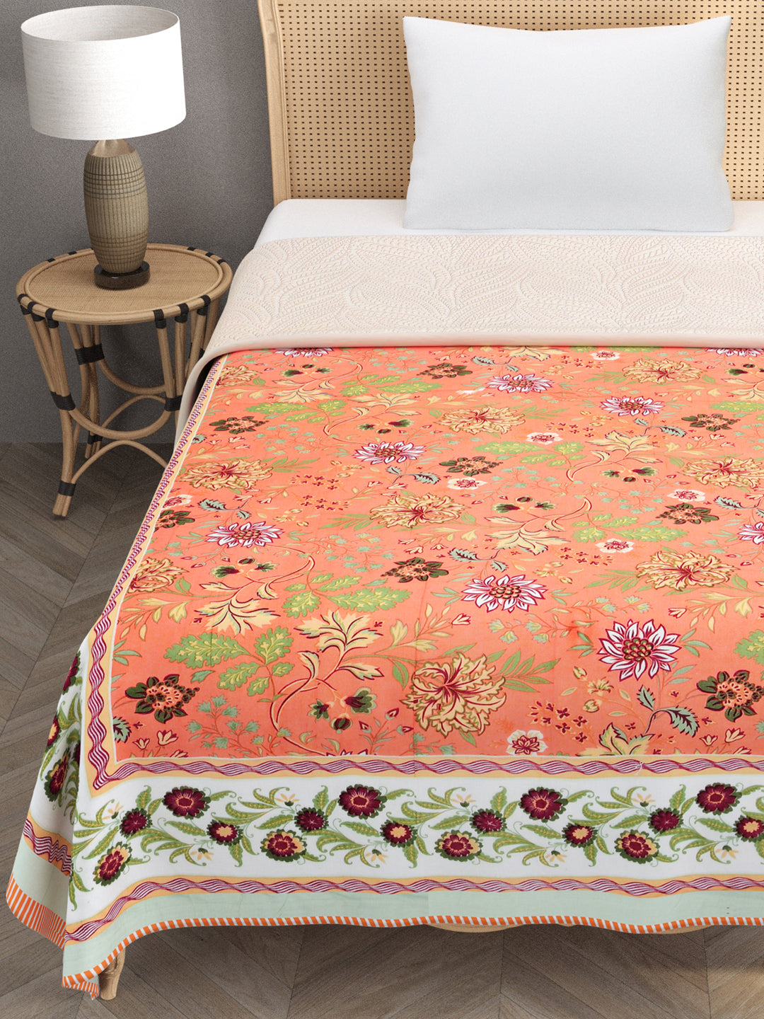Ethnic Printed Reversible Single Bed Cotton AC Blanket | Lightweight Summer Dohar 60x90 inches
