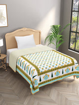 Ethnic Printed Reversible Single Bed Cotton AC Blanket | Lightweight Summer Dohar 60x90 inches