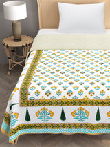 Ethnic Printed Reversible Single Bed Cotton AC Blanket | Lightweight Summer Dohar 60x90 inches