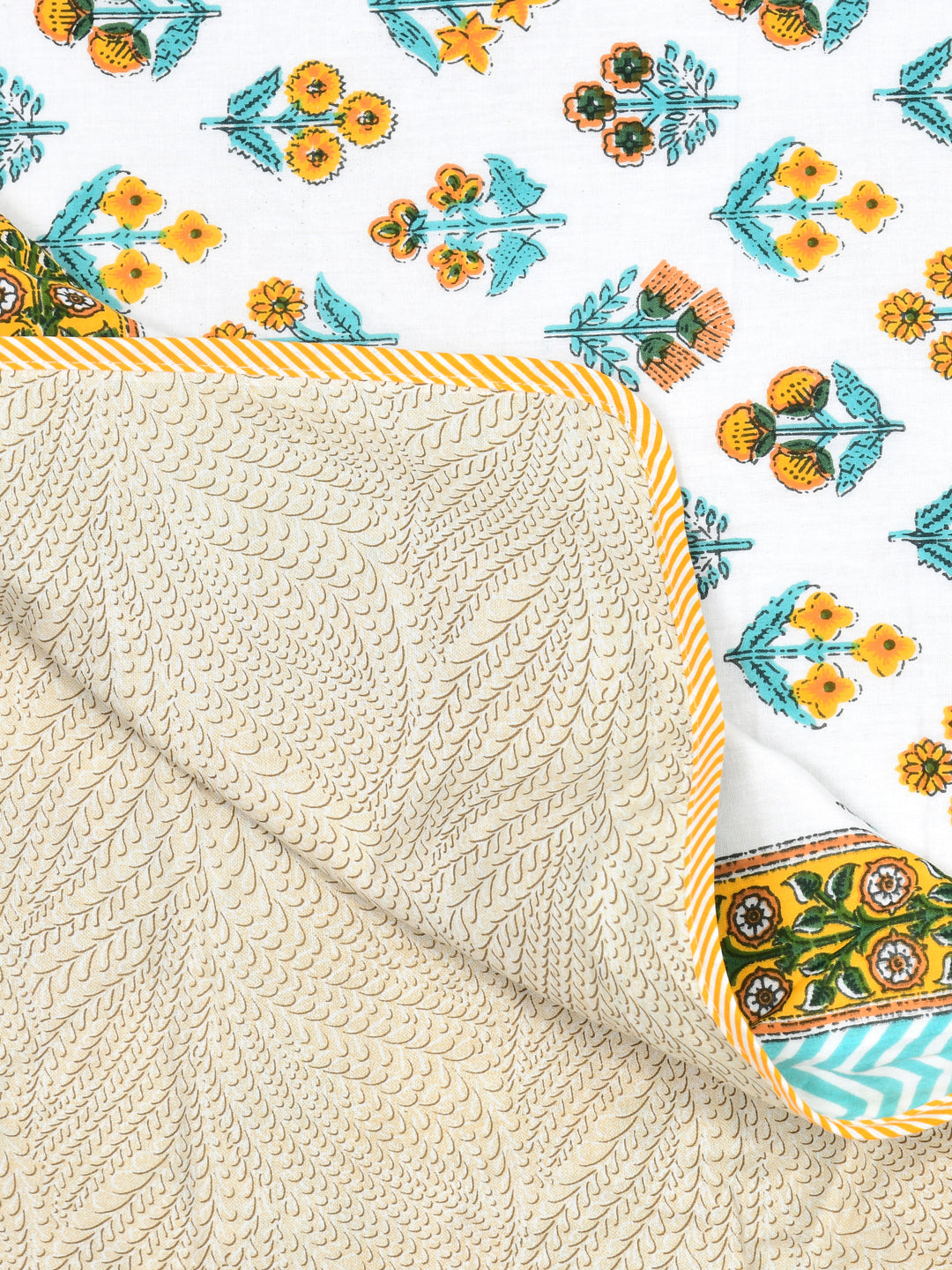 Ethnic Printed Reversible Single Bed Cotton AC Blanket | Lightweight Summer Dohar 60x90 inches
