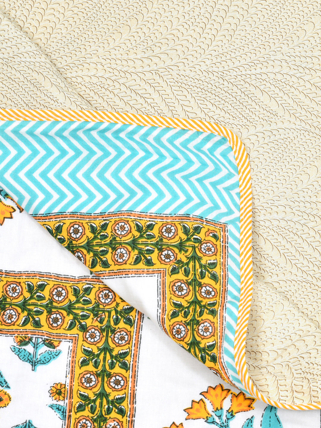 Ethnic Printed Reversible Single Bed Cotton AC Blanket | Lightweight Summer Dohar 60x90 inches