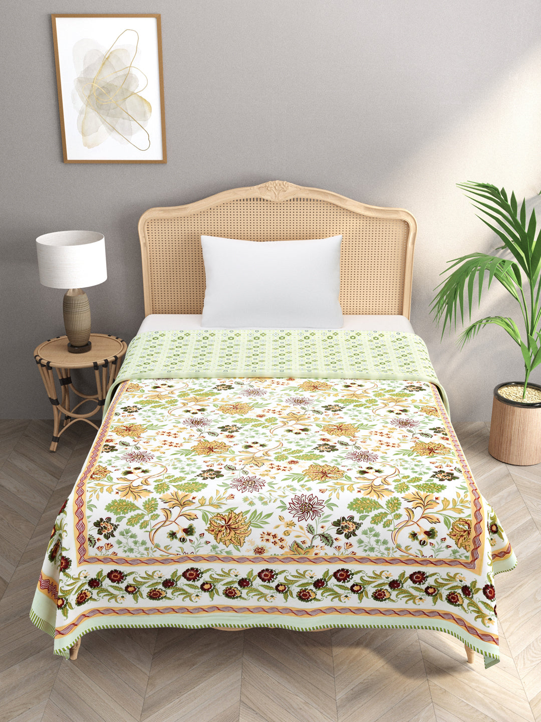 Ethnic Printed Reversible Single Bed Cotton AC Blanket | Lightweight Summer Dohar 60x90 inches