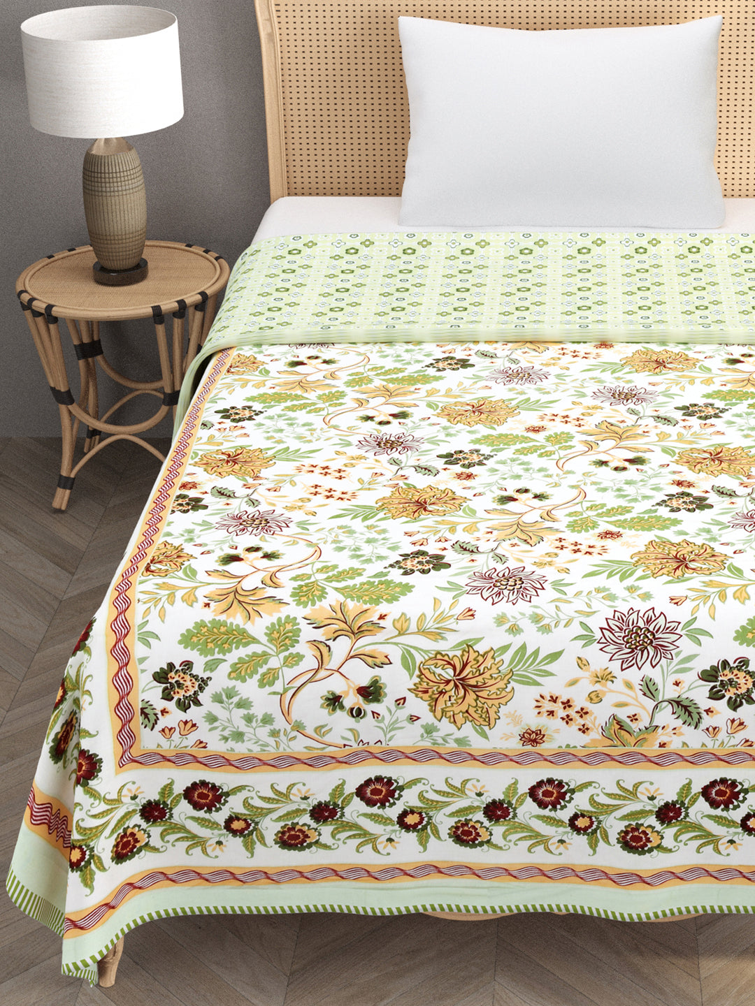 Ethnic Printed Reversible Single Bed Cotton AC Blanket | Lightweight Summer Dohar 60x90 inches
