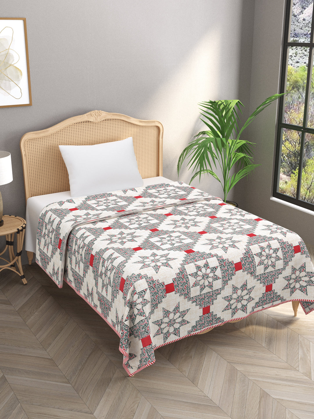Ethnic Printed Reversible Single Bed Cotton AC Blanket | Lightweight Summer Dohar 60x90 inches