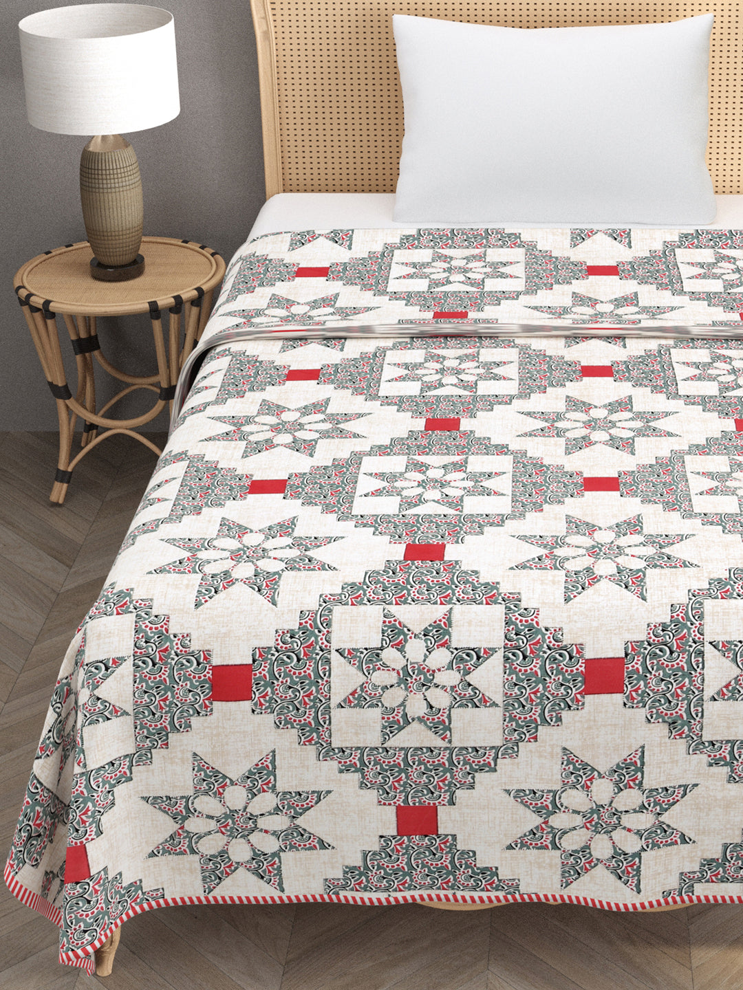 Ethnic Printed Reversible Single Bed Cotton AC Blanket | Lightweight Summer Dohar 60x90 inches