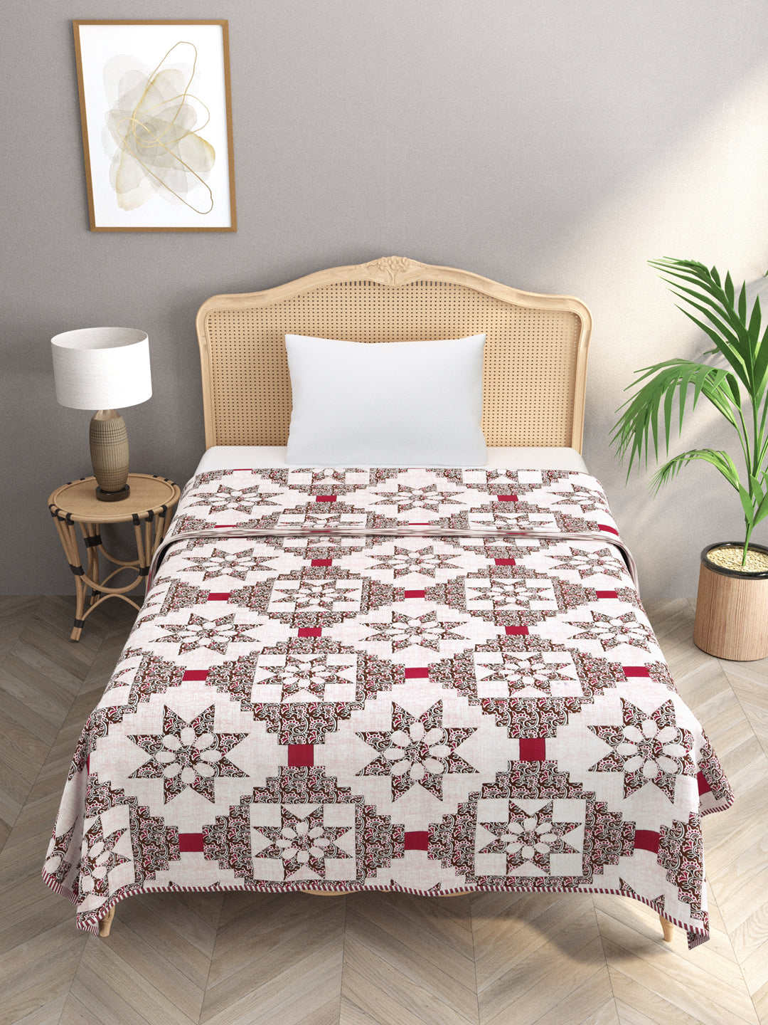 Ethnic Printed Reversible Single Bed Cotton AC Blanket | Lightweight Summer Dohar 60x90 inches