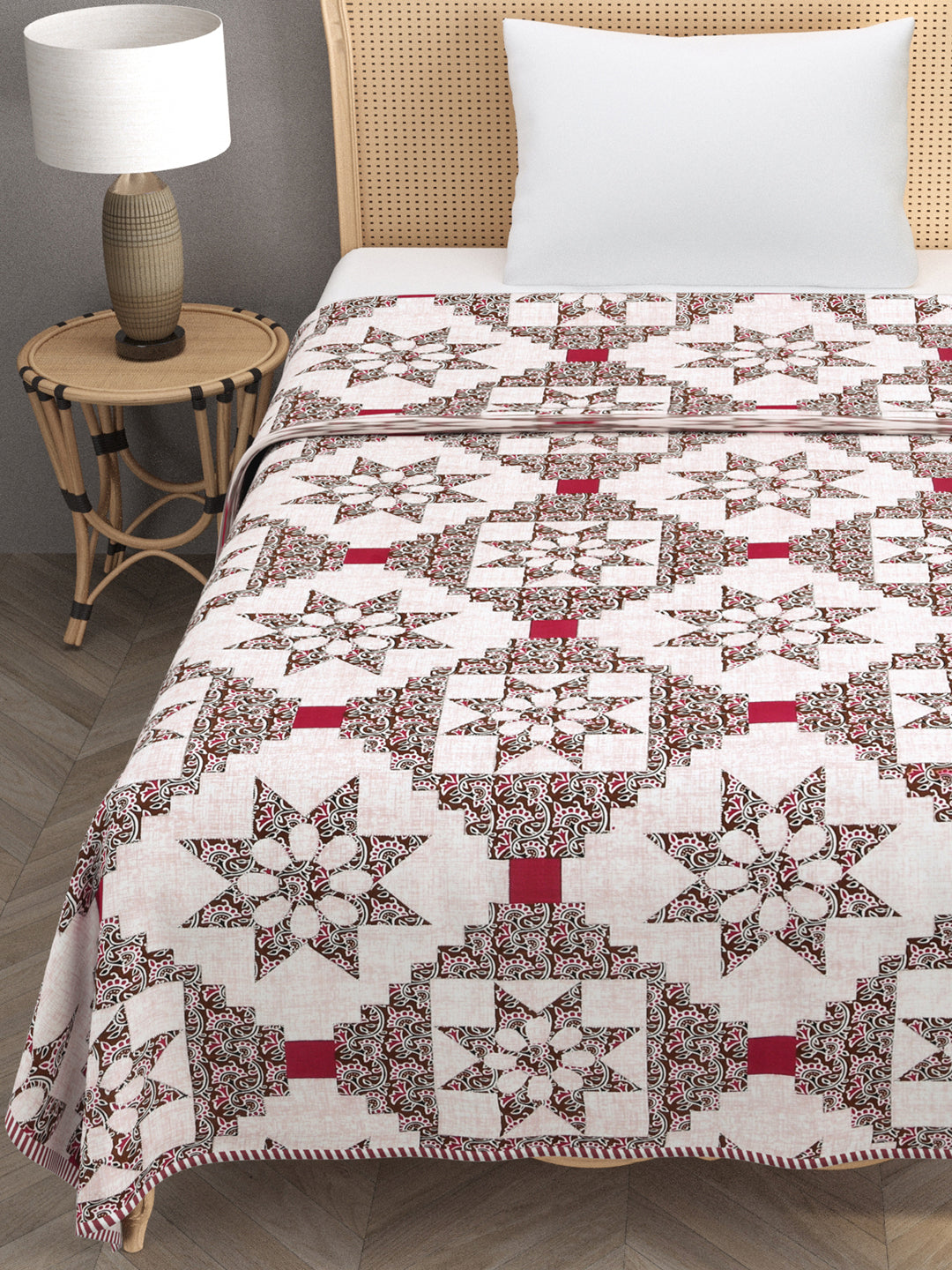 Ethnic Printed Reversible Single Bed Cotton AC Blanket | Lightweight Summer Dohar 60x90 inches