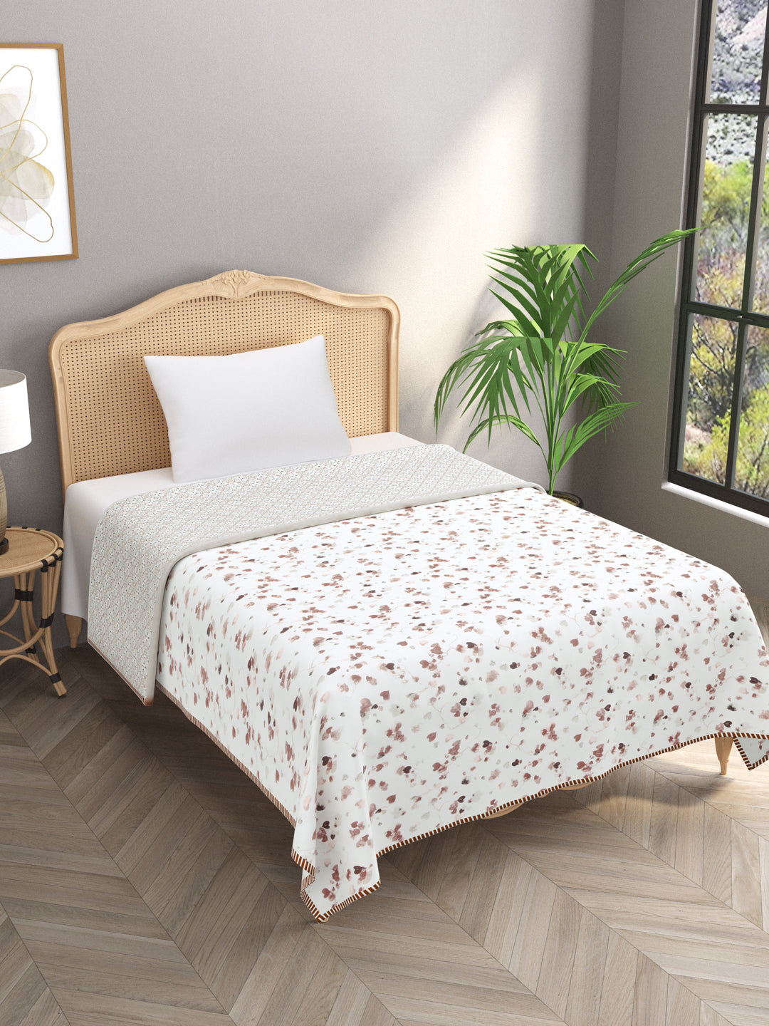 Ethnic Printed Reversible Single Bed Cotton AC Blanket | Lightweight Summer Dohar 60x90 inches
