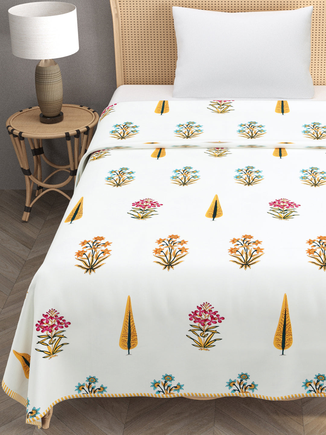 Ethnic Printed Reversible Single Bed Cotton AC Blanket | Lightweight Summer Dohar 60x90 inches