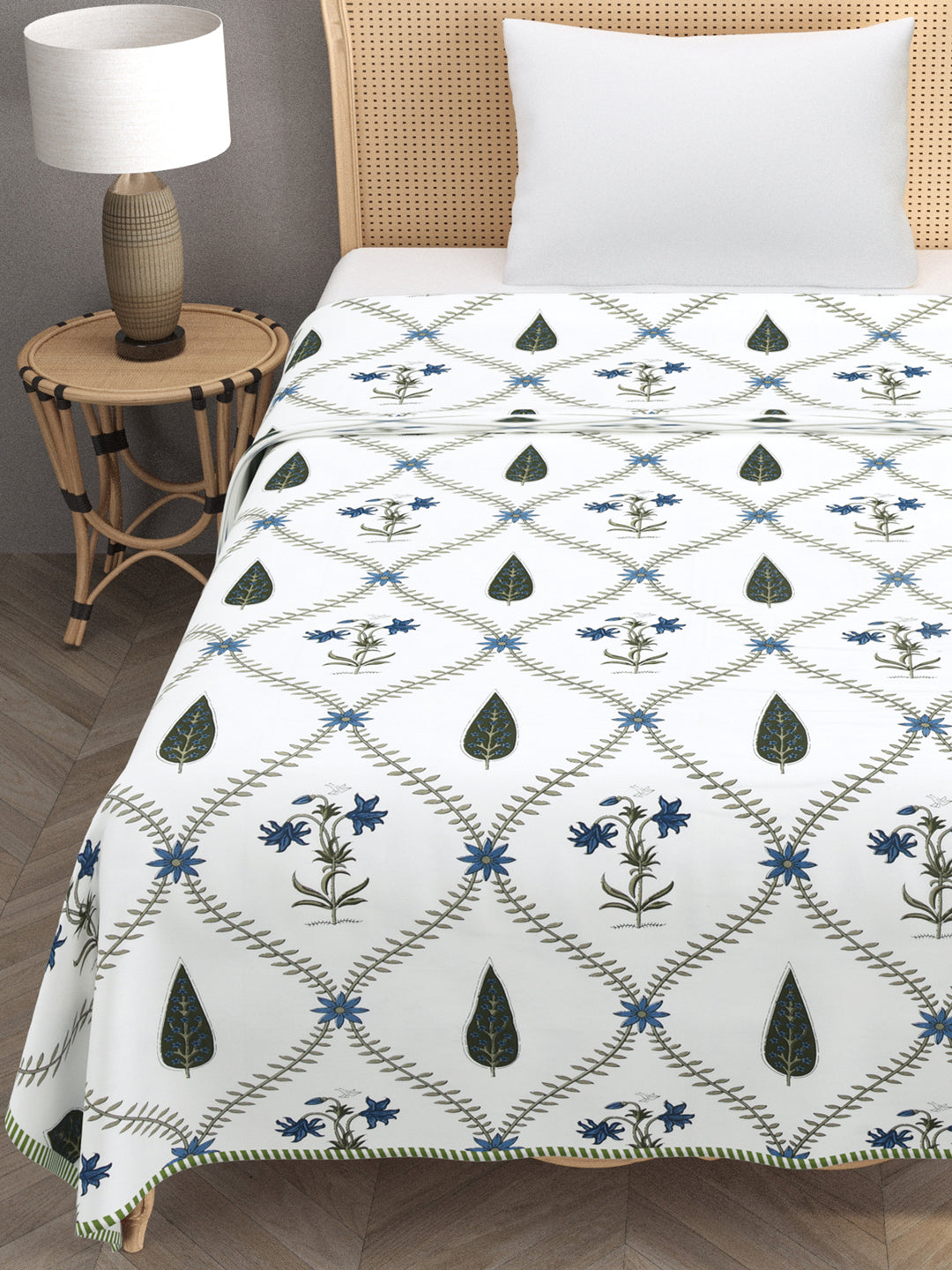 Ethnic Printed Reversible Single Bed Cotton AC Blanket | Lightweight Summer Dohar 60x90 inches