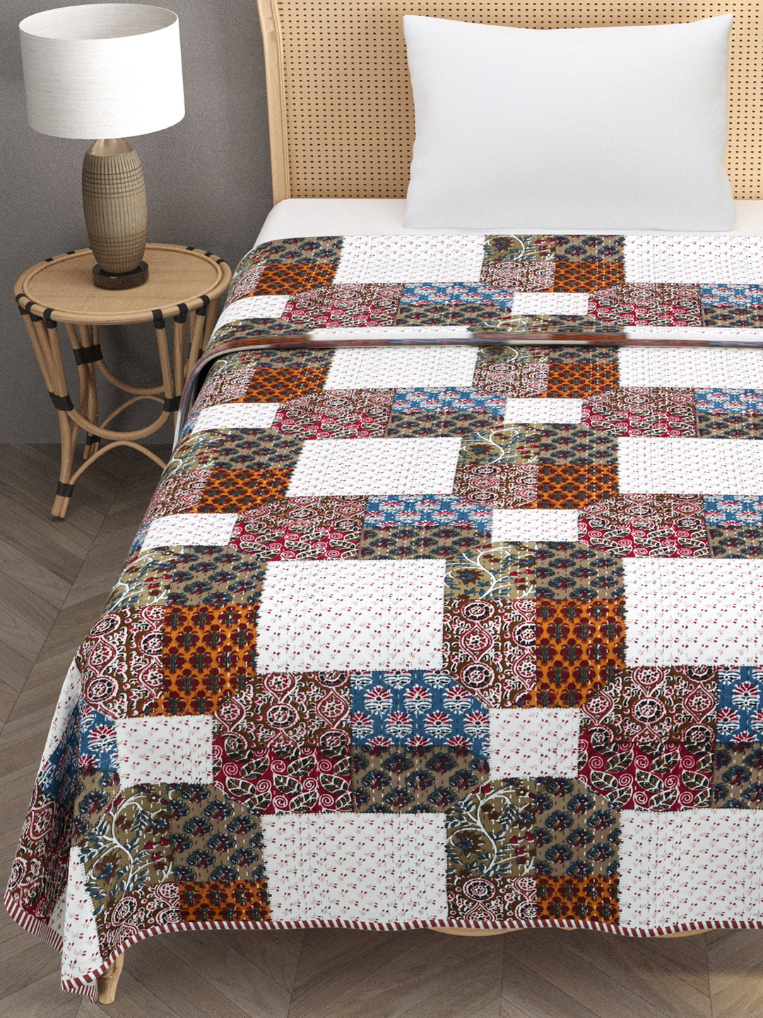 Ethnic Printed Reversible Single Bed Cotton AC Blanket | Lightweight Summer Dohar 60x90 inches