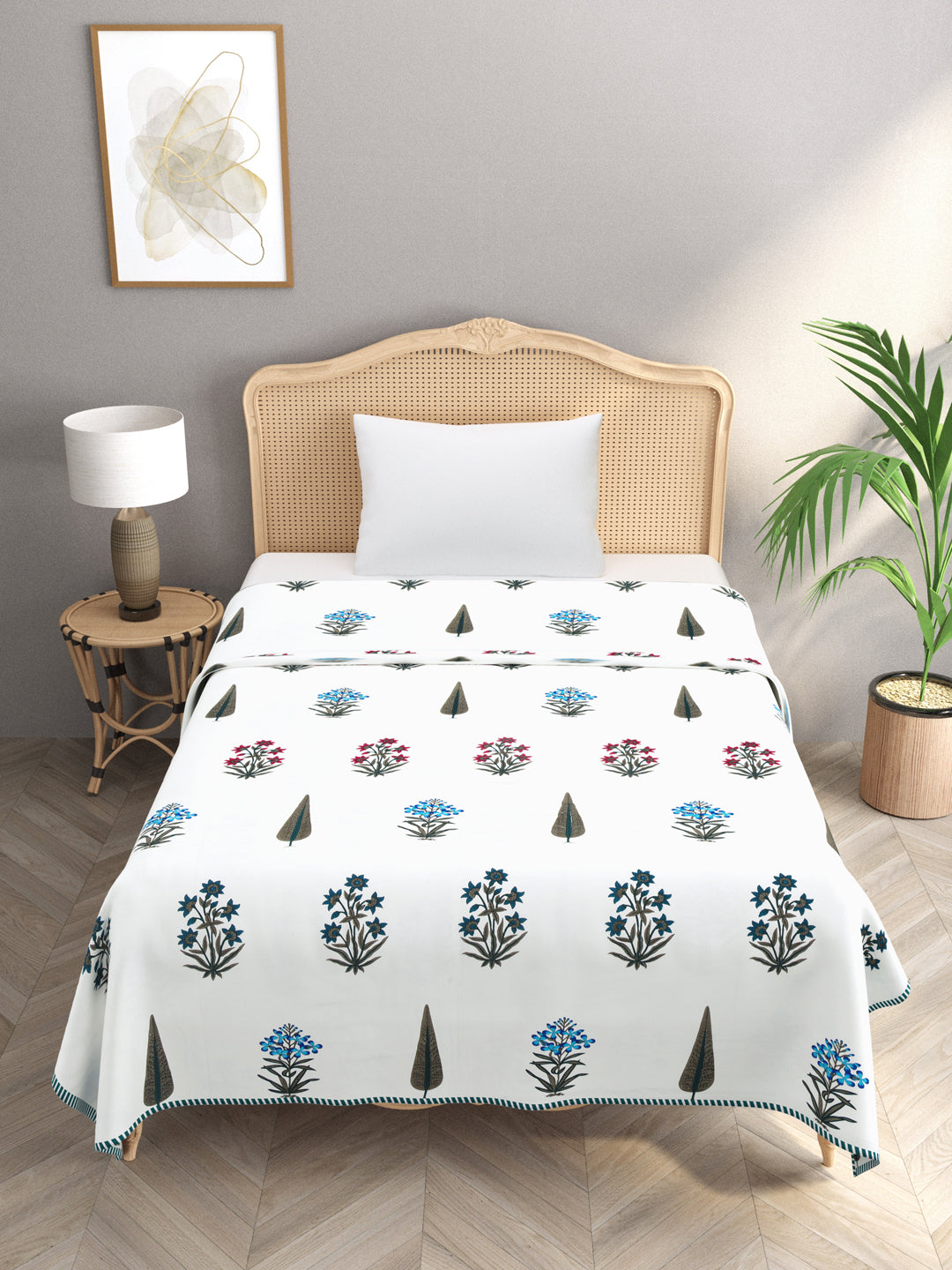 Ethnic Printed Reversible Single Bed Cotton AC Blanket | Lightweight Summer Dohar 60x90 inches