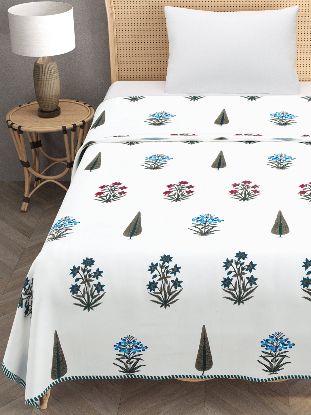 Ethnic Printed Reversible Single Bed Cotton AC Blanket | Lightweight Summer Dohar 60x90 inches