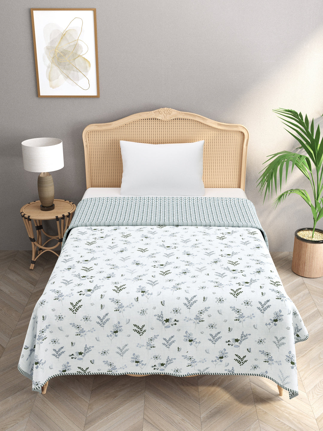Ethnic Printed Reversible Single Bed Cotton AC Blanket | Lightweight Summer Dohar 60x90 inches