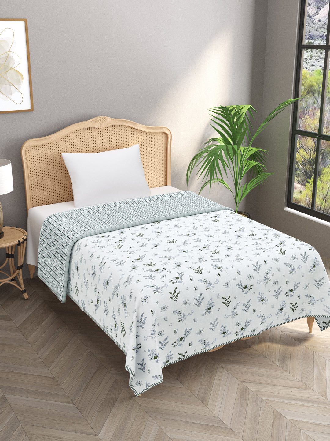 Ethnic Printed Reversible Single Bed Cotton AC Blanket | Lightweight Summer Dohar 60x90 inches