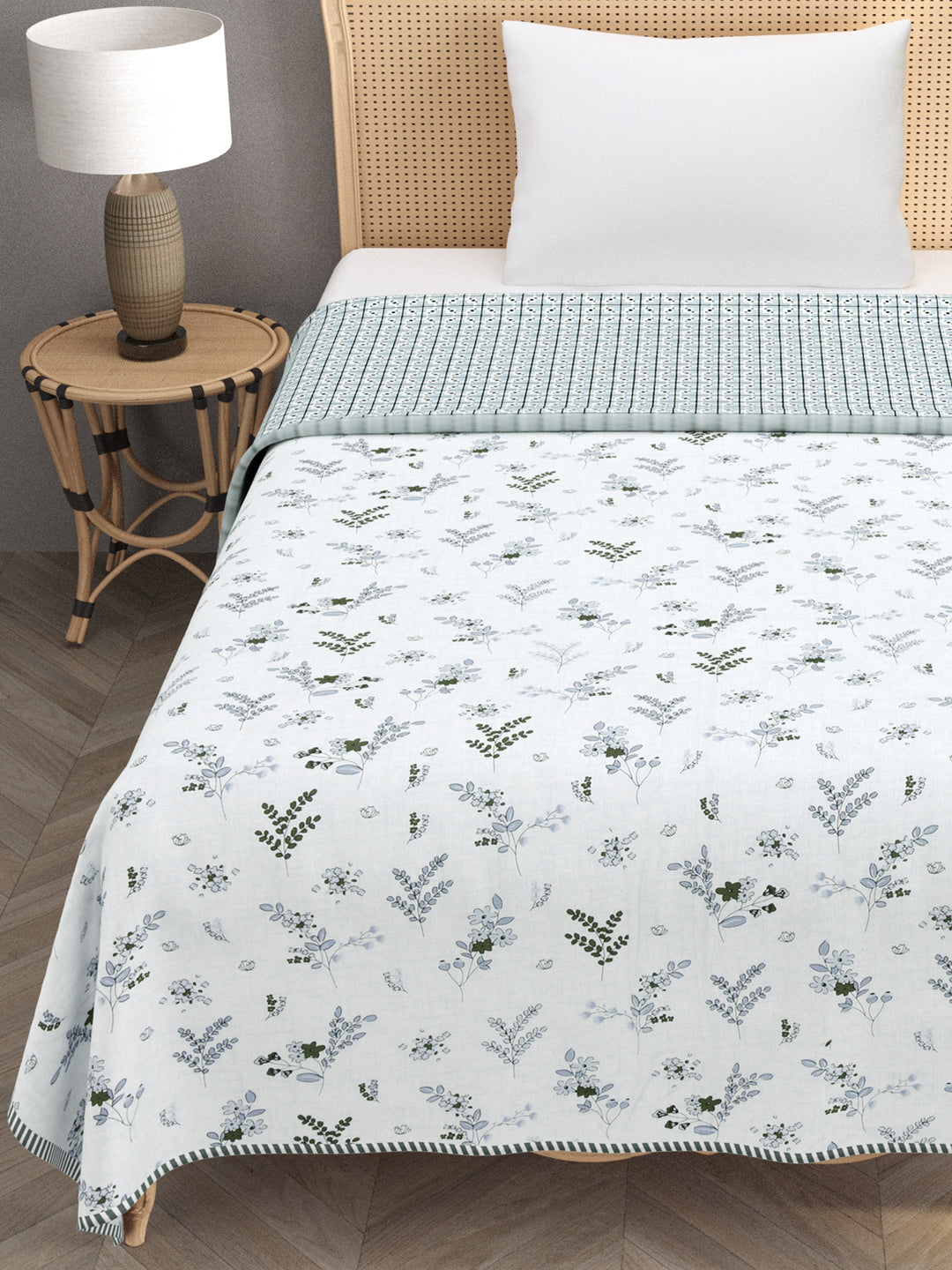 Ethnic Printed Reversible Single Bed Cotton AC Blanket | Lightweight Summer Dohar 60x90 inches