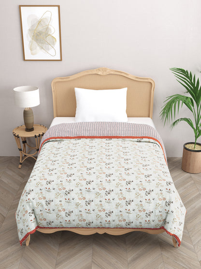 Ethnic Motifs Printed Single Bed Cotton Quilt with Cotton filling 60*90 Inches