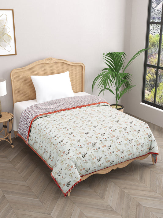 Ethnic Motifs Printed Single Bed Cotton Quilt with Cotton filling 60*90 Inches