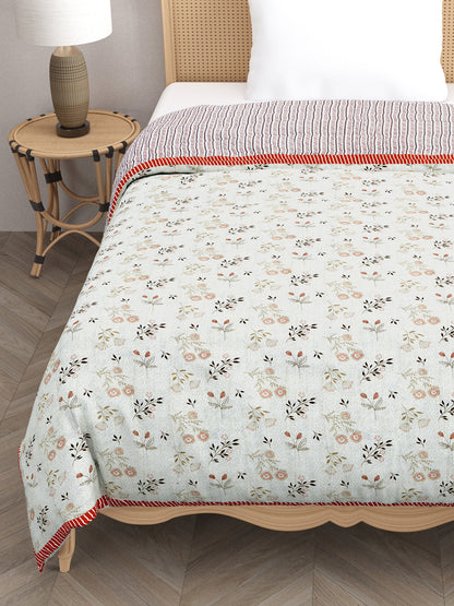 Ethnic Motifs Printed Single Bed Cotton Quilt with Cotton filling 60*90 Inches