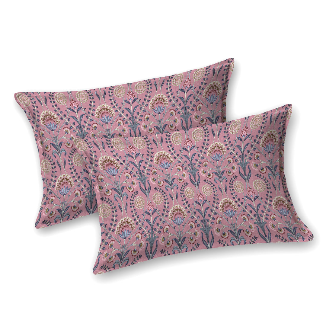 Premium Indigo Cotton Floral Print Super King Bedsheet with 2 Pillow Covers(108*108)
