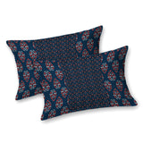 Premium Indigo Cotton Floral Print Super King Bedsheet with 2 Pillow Covers(108*108)
