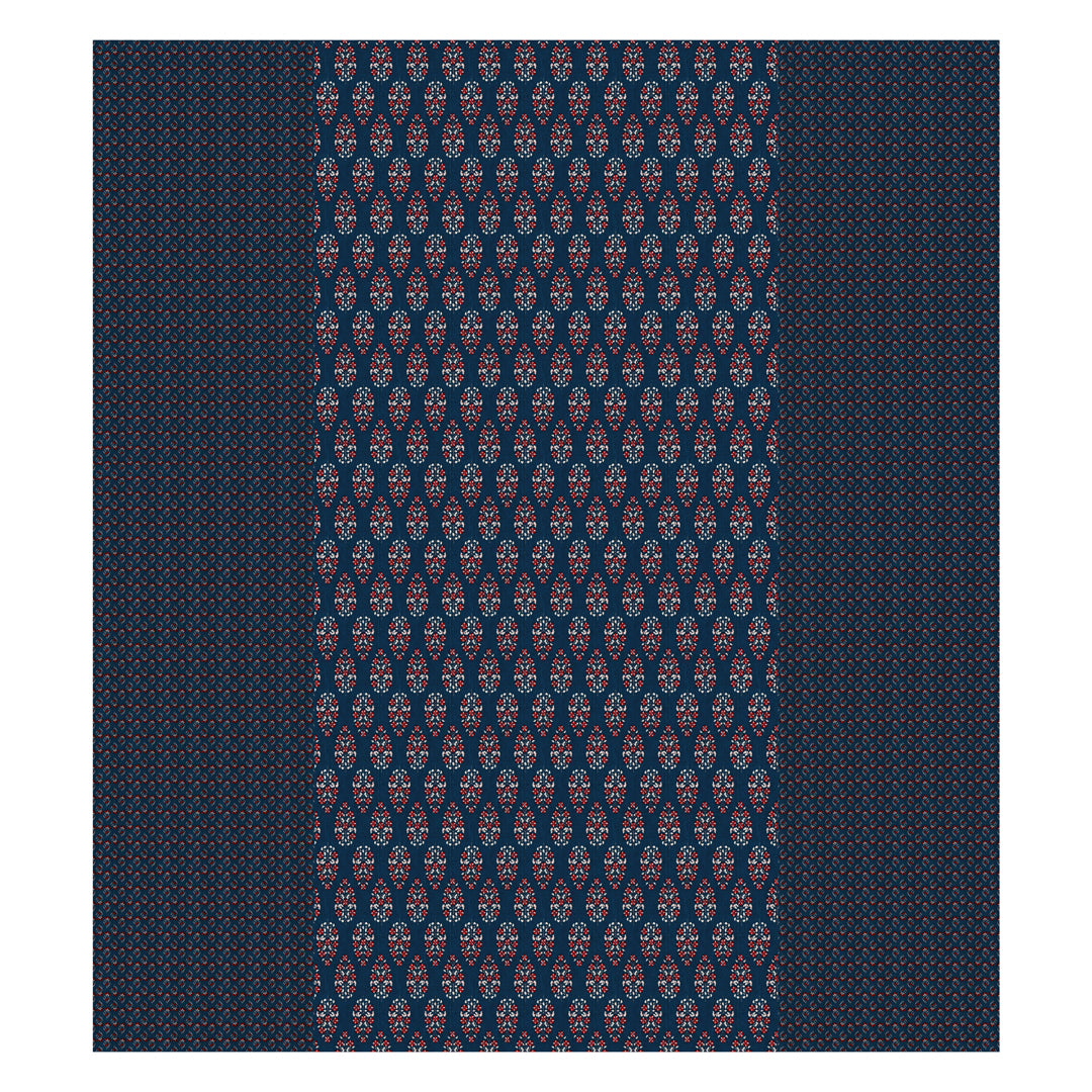 Premium Indigo Cotton Floral Print Super King Bedsheet with 2 Pillow Covers(108*108)