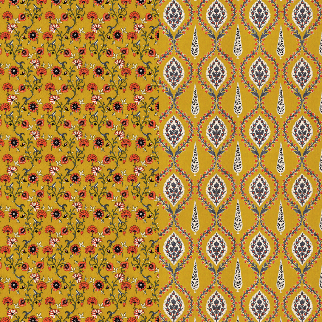 Premium Indigo Cotton Floral Print Super King Bedsheet with 2 Pillow Covers(108*108)