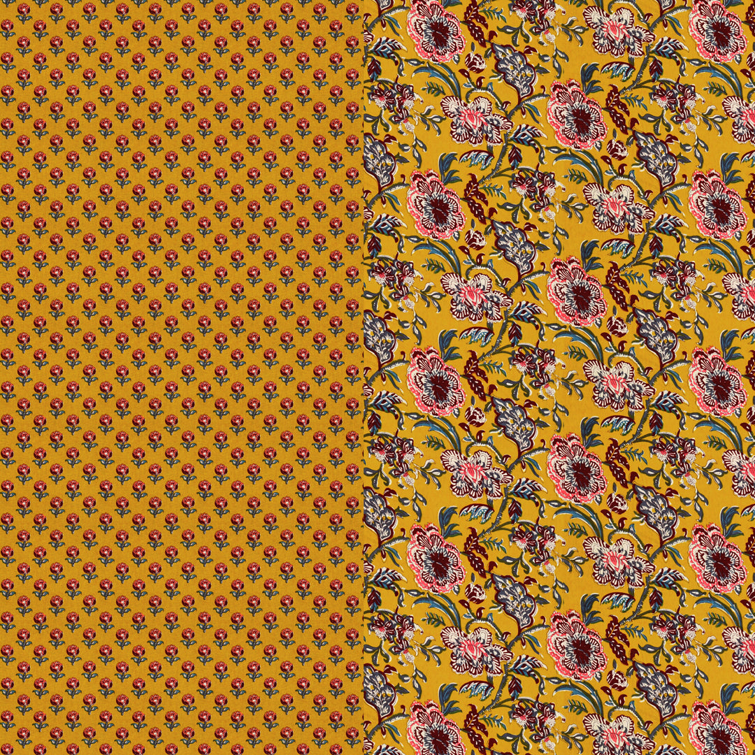 Premium Indigo Cotton Floral Print Super King Bedsheet with 2 Pillow Covers(108*108)