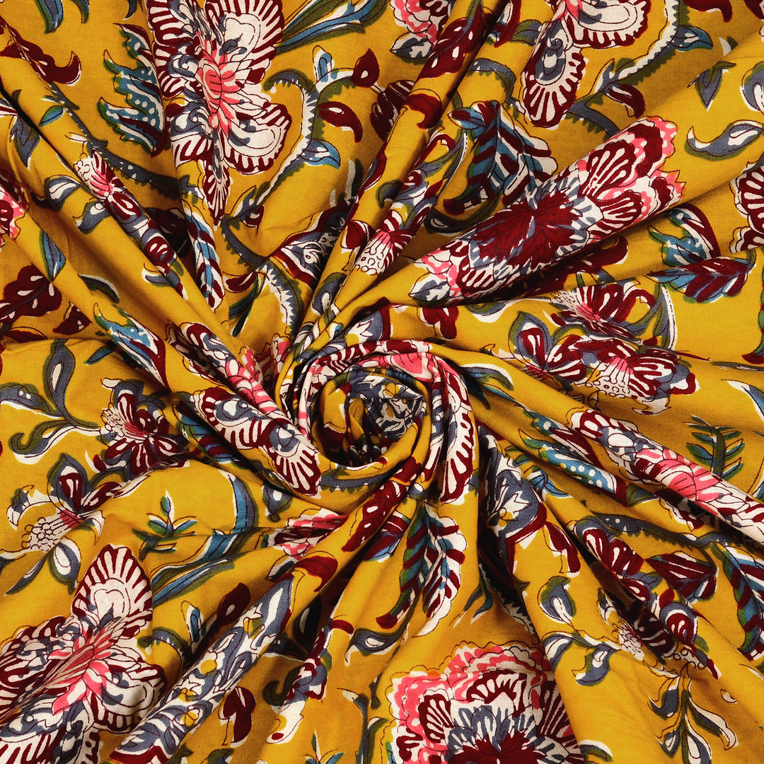 Premium Indigo Cotton Floral Print Super King Bedsheet with 2 Pillow Covers(108*108)