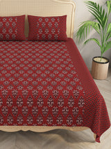 Premium Indigo Cotton Floral Print Super King Bedsheet with 2 Pillow Covers(108*108)