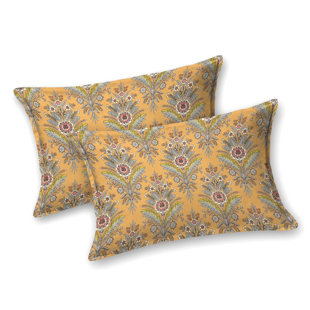 Premium Indigo Cotton Floral Print Super King Bedsheet with 2 Pillow Covers(108*108)