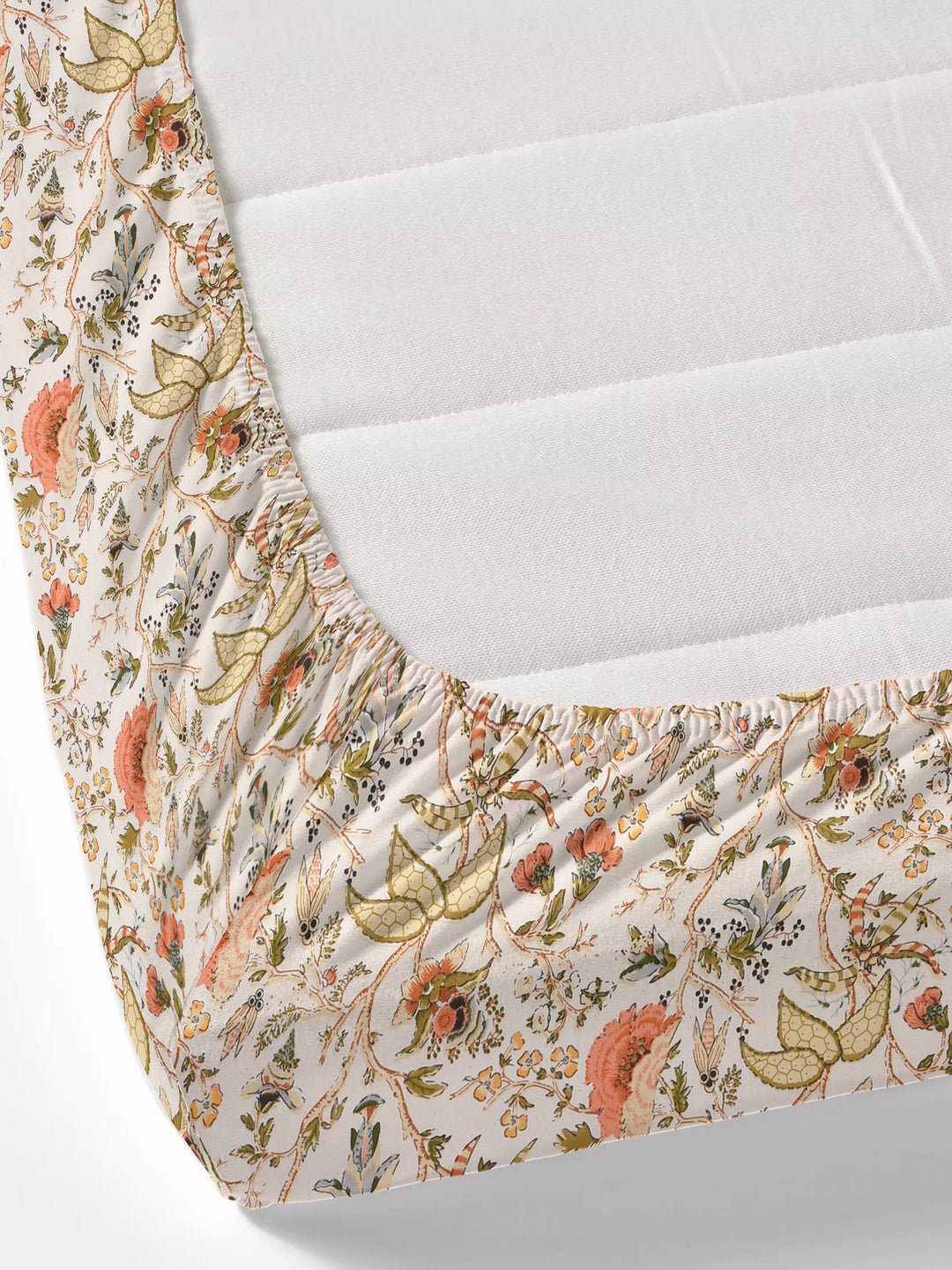 Floral print fitted Bedsheets with elastic, 2 pillow covers