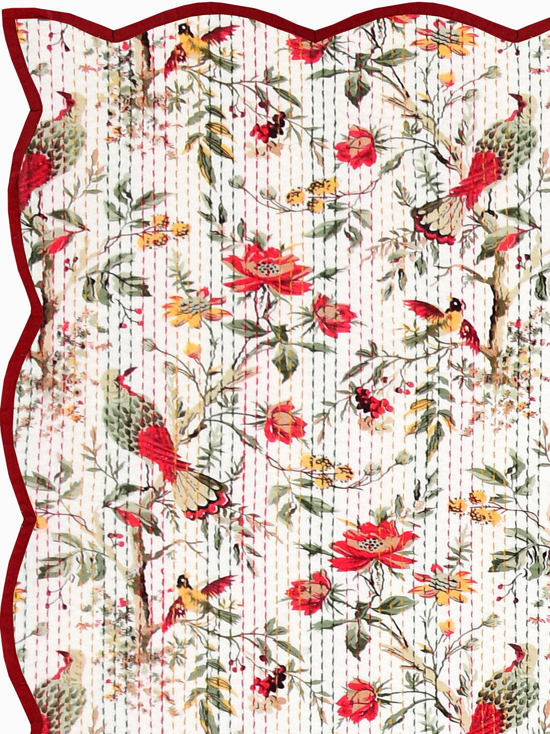 Handblock printed Kantha Bedcover