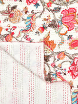 Handblock printed Kantha Bedcover