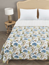 Handblock printed Kantha Bedcover