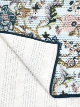 Handblock printed Kantha Bedcover