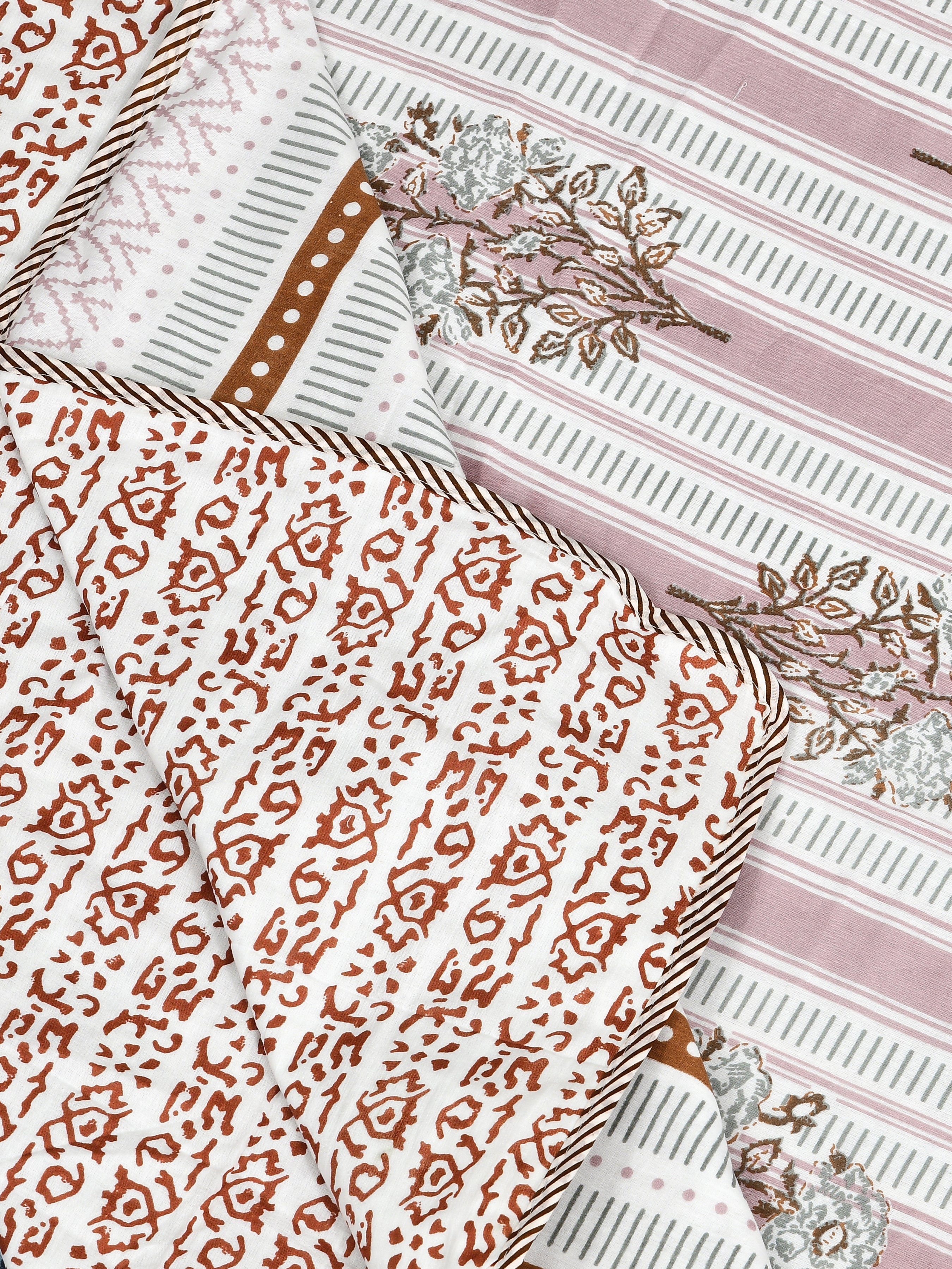 Ethnic Printed Reversible Single Bed Cotton AC Blanket | Lightweight Summer Dohar 60x90 inches