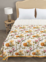 Handblock printed Kantha Bedcover