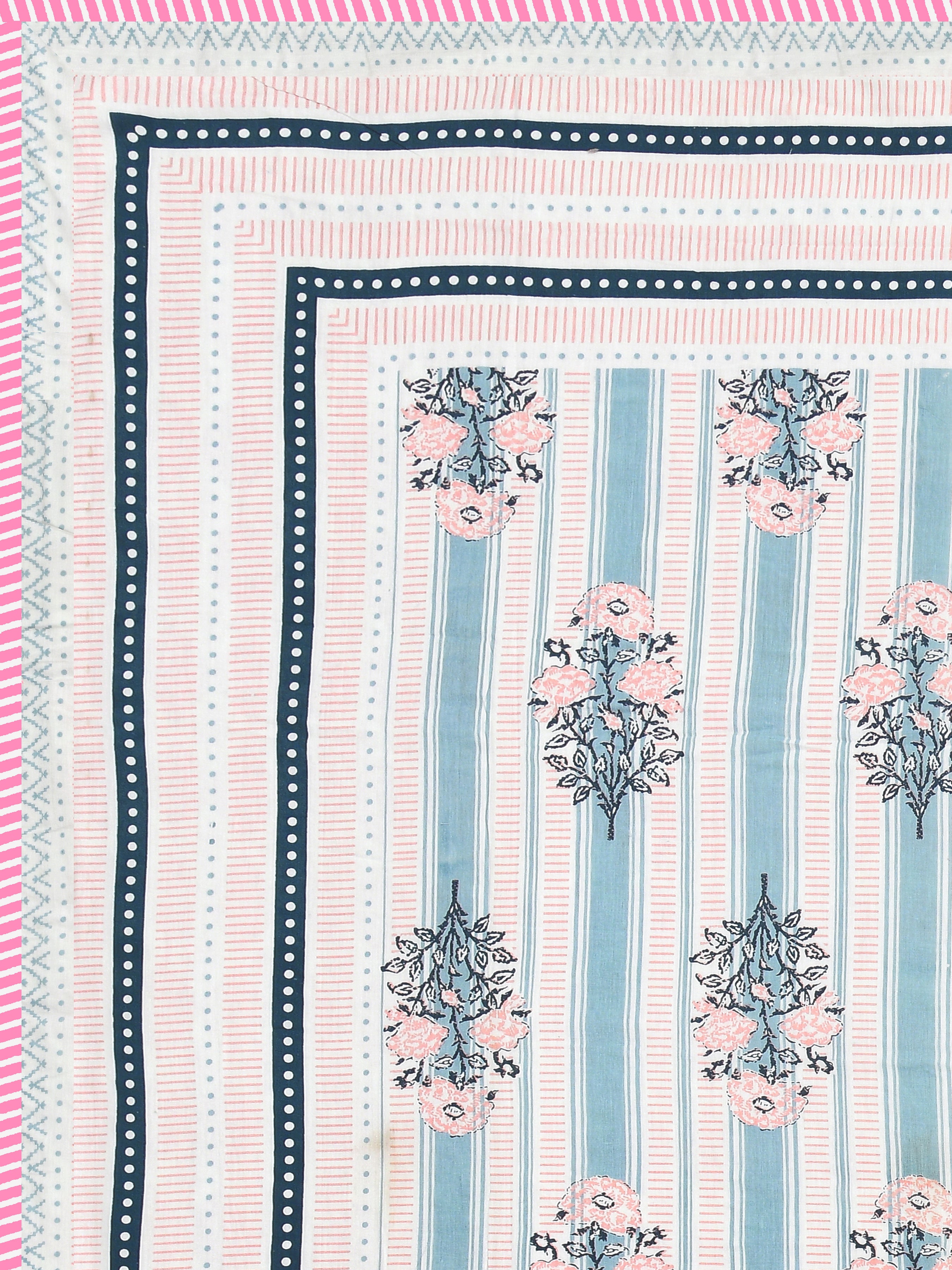Ethnic Printed Reversible Single Bed Cotton AC Blanket | Lightweight Summer Dohar 60x90 inches