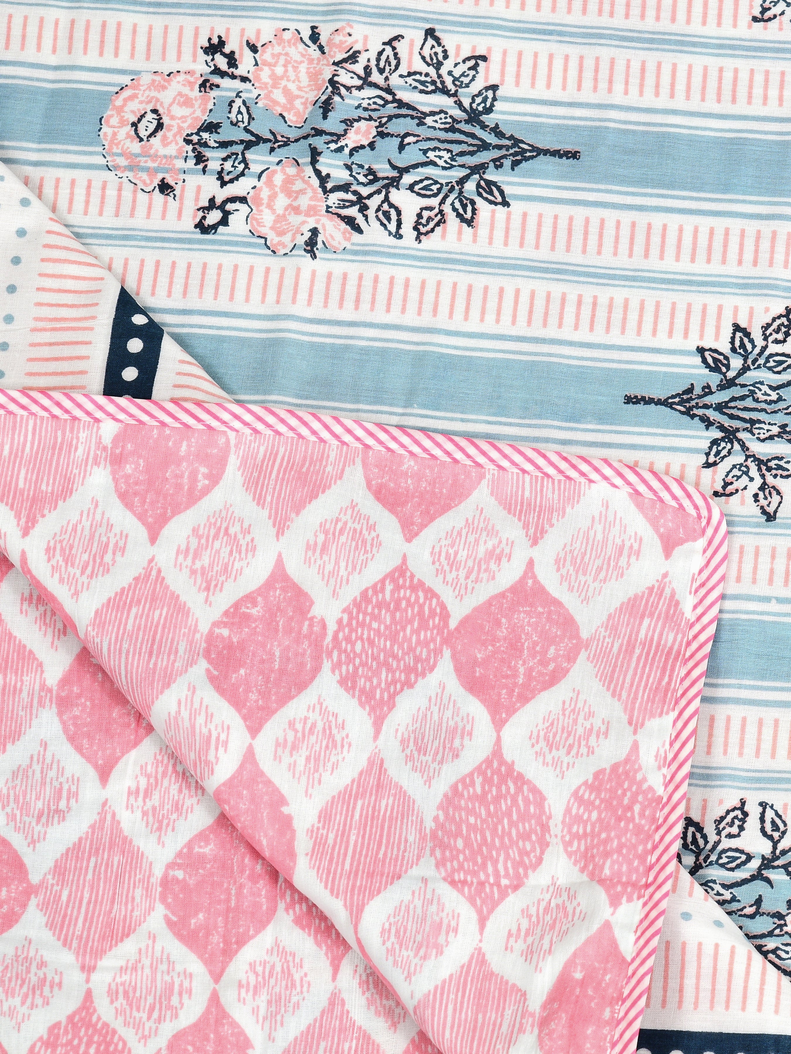 Ethnic Printed Reversible Single Bed Cotton AC Blanket | Lightweight Summer Dohar 60x90 inches