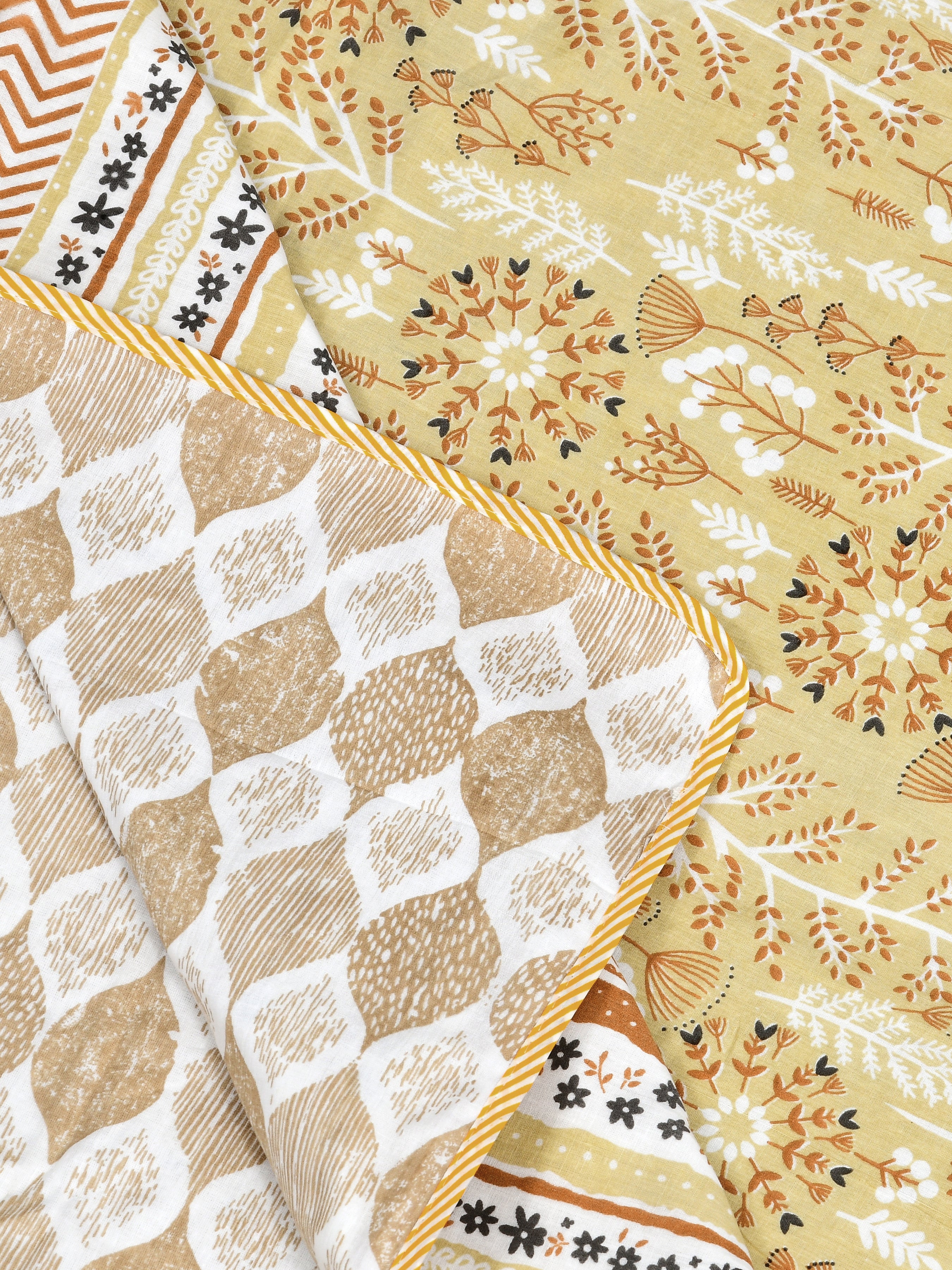 Ethnic Printed Reversible Single Bed Cotton AC Blanket | Lightweight Summer Dohar 60x90 inches