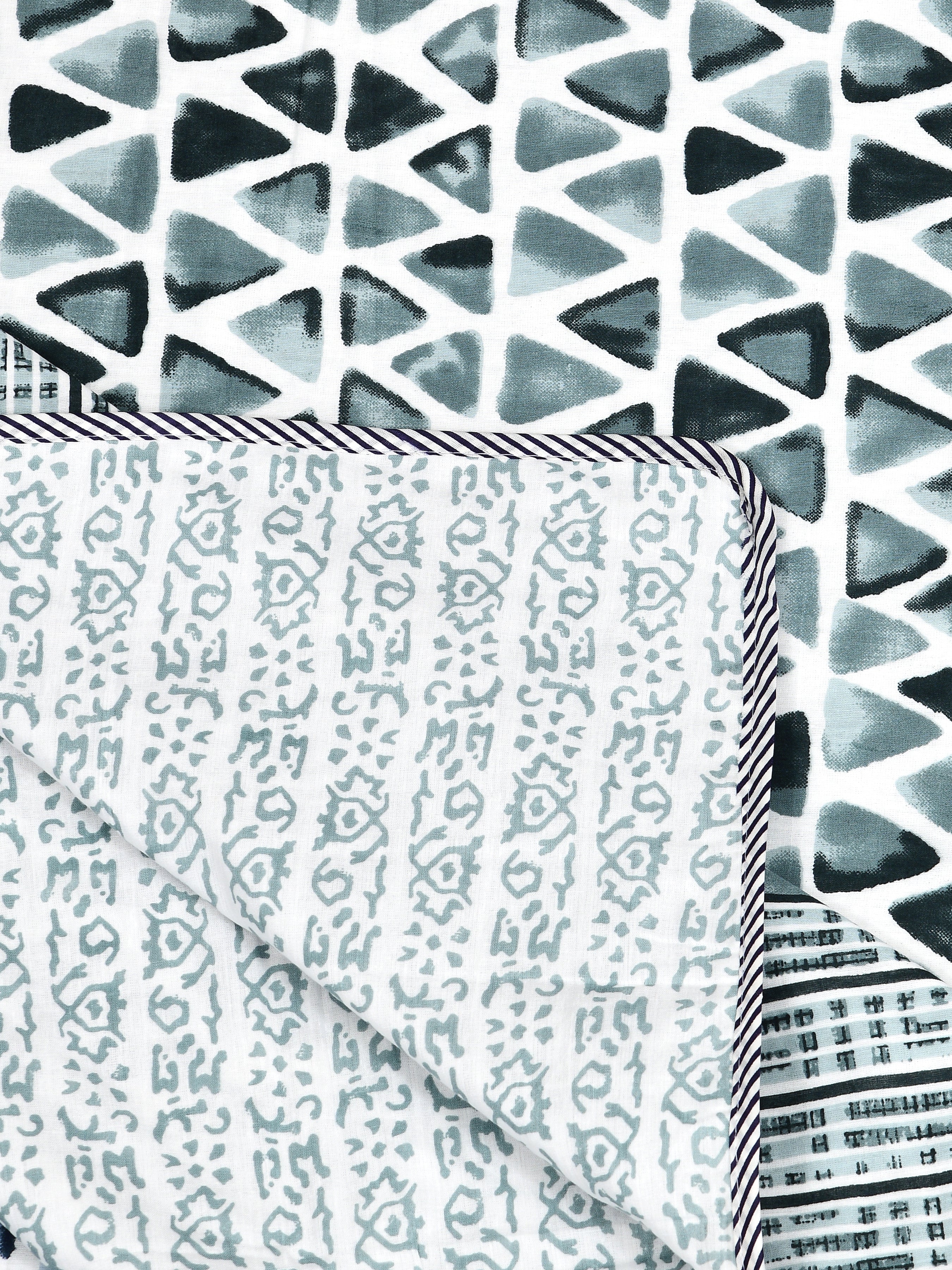 Ethnic Printed Reversible Single Bed Cotton AC Blanket | Lightweight Summer Dohar 60x90 inches
